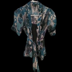 A. Byer Floral See Through Blouse With Black Tank Top Underneath